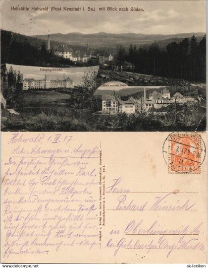Hohwald (Sachsen) Hauptgebäude. Blick von der Ostsen - 3 Bild 1917