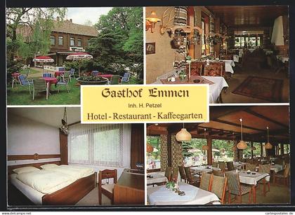 AK Hollenstedt-Emmen, Gasthof Emmen, Inh. H. Petzel, Aussen- und Innenansichten