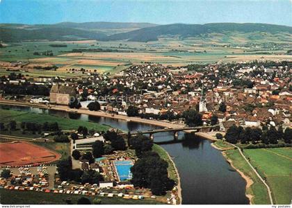 Holzminden Weser Niedersachsen Fliegeraufnahme Freibad Campingplatz Weser Brueck