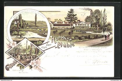 Lithographie Hürth, Restaurant Hürther Mühle, Mühlenteich