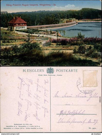 Ansichtskarte Klingenberg (Sachsen) König-Friedrich-August-Talsperre 1910