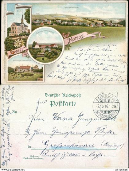 Borlas-Klingenberg (Sachsen) Litho AK: Gasthaus, Schule, Stadt 1916 Litho