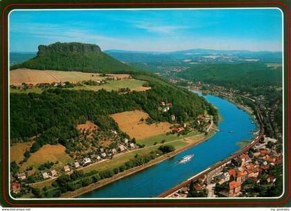 Koenigstein Saechsische Schweiz Blick von der Festung Koenigstein auf Lilienstei