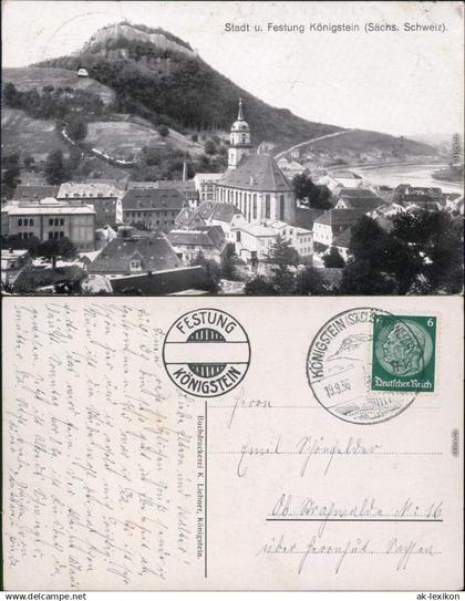 Königstein (Sächsische Schweiz) Festung Königstein und Stadt Königstein 1936