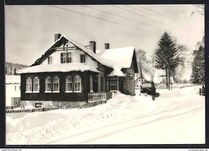 AK Königswalde / Erzgeb., Konsum-Gaststätte Brettmühle im Winter
