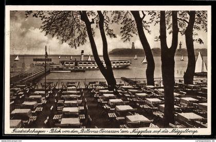 AK Friedrichshagen am Müggelsee, Hotel-Restaurant Bellevue-Terrassen, Franz Urban, Müggelsee, Blick auf die Müggelb