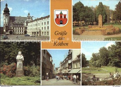 Koethen Anhalt Markt Rathaus Ehrenmal Bachdenkmal Boulevard Am Hubertusteich