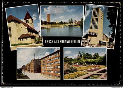 AK Kornwestheim, Salamander-Werkschulen, Kirchen, Parkpartie