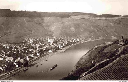 Kroev Croev Croev Mosel Kroev Mosel Weinberge Fluss Dorf Kirchturm Schiff Panora