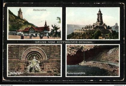 AK Kyffhäuser, Kyffhäuser-Denkmal, Restaurant, Barbarossahöhle, Barbarossa