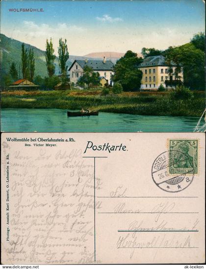 Ansichtskarte Oberlahnstein-Lahnstein WOLFSMÜHLE. 1912