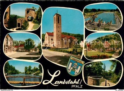 Landstuhl Burgruine Strassenpartie Bruecke Kirche Schwimmbad
