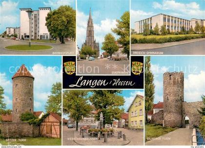 Langen Hessen Bahnhofsplatz Stadtkirche Gymnasium Spitzer Turm Brunnen Stumpfer