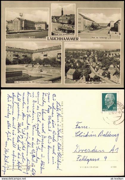 Lauchhammer Mehrbild-AK mit Straßen, Markt und Autobahnhof uvm. 1964