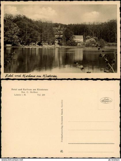 Ansichtskarte Lehnin-Kloster Lehnin Hotel am Klostersee 1936