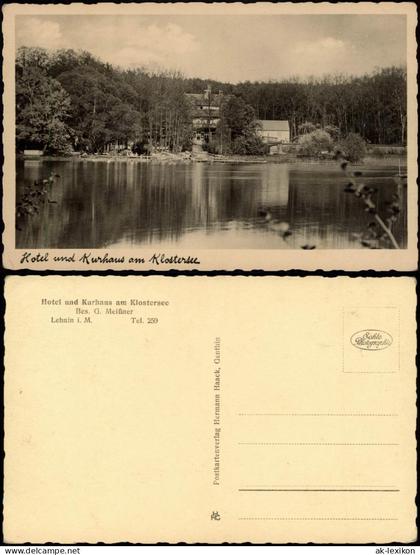 Ansichtskarte Lehnin-Kloster Lehnin Hotel und Kurhaus am Klostersee 1920