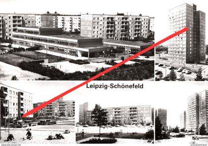 AK Leipzig Schönefeld Neubaugebiet a Fritz Siemon Straße Volksgartenstraße Poserstraße Bästleinstraße Permoserstraße DDR