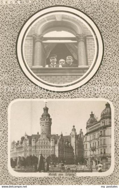 LEIPZIG Sachsen Personen am Fenster Platz Rathaus