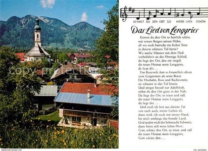 Lenggries Das Lied von Lenggries Noten Ortsmotiv mit Kirche Alpen