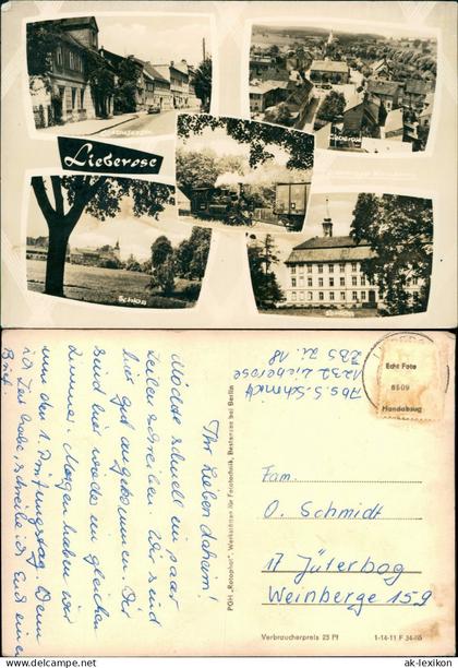 Ansichtskarte Lieberose Straße Dampflokomotive Schloss 1965