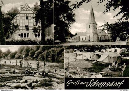 Schepsdorf Lingen Ems Kirche Fachwerkhaus Badestelle am Fluss Campingplatz