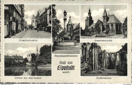 Lippstadt Strassenpartie Marienkirche Lippemotiv Stiftsruine Bernhardbrunnen
