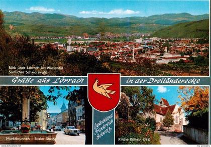 Loerrach Blick ueber Loerrach ins Wiesental Marktbrunnen Basler Strasse Kirche R