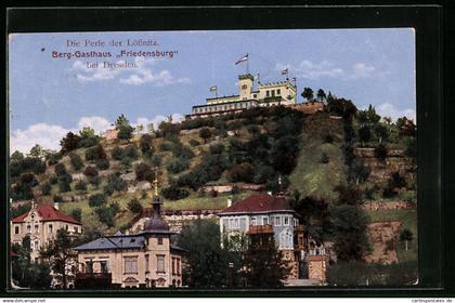 AK Lössnitz, Berg-Gasthaus Friedensburg