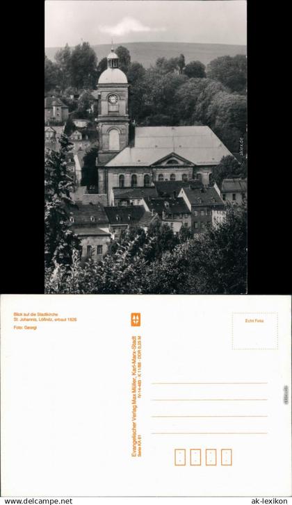 Ansichtskarte Lößnitz Blick auf die Stadtkirche 1988