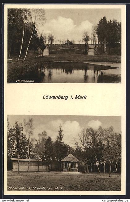 AK Löwenberg / Mark, Heldenhain, Schützenhaus