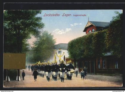 AK Hamburg-Lokstedt, Soldatenaufmarsch auf der Lagerstrasse