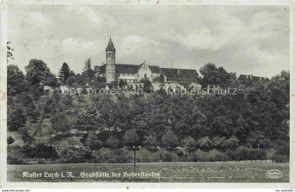 Lorch Remstal BW Kloster-Lorch Hohenstaufen Kloster Kirche Turm Huegel Baeume Wi