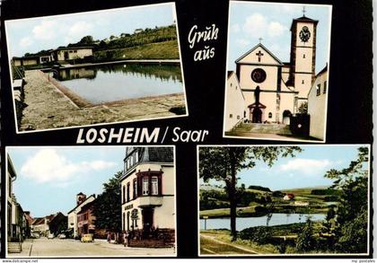 Losheim Saar See Teilansichten Freibad Kirche Panorama