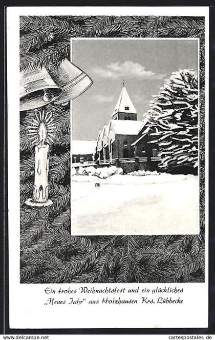 AK Holzhausen /Lübbecke, Kirche im Winter
