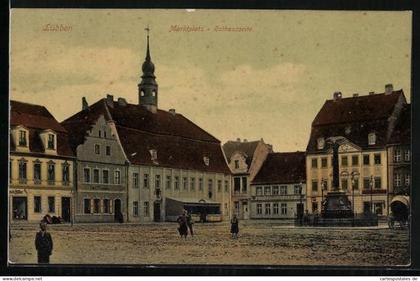 AK Lübben, Marktplatz mit Rathausseite