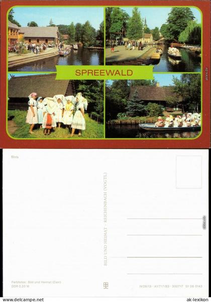 Lübbenau (Spreewald) Lubnjow Spreewaldkahn, Wendische-Trachten -  1983