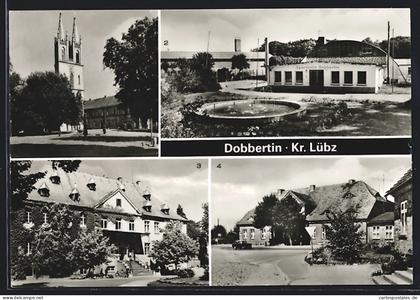 AK Dobbertin /Kr. Lübz, Platz der Arbeit, Sporthalle, Pflegeheim, Klosterkirche