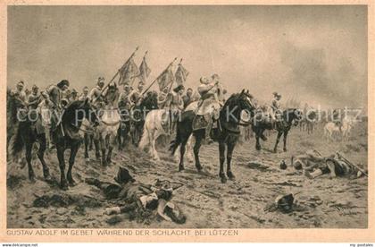 Luetzen Gusav Adolf im Gebet waehrend der Schlacht