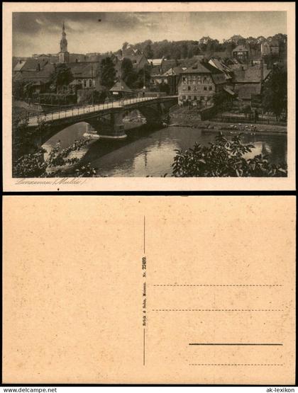 Ansichtskarte Lunzenau Stadtpartie und Brücke 1924