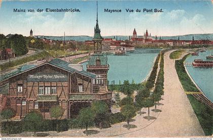 [-15%] ALLEMAGNE - Mainz von der Eisenbahnbrucke - colorisé - pont - la ville - Carte Postale Ancienne