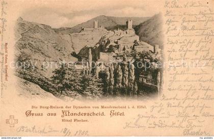 Manderscheid Eifel Burgruinen der Dynasten von Manderscheid Hotel Fischer