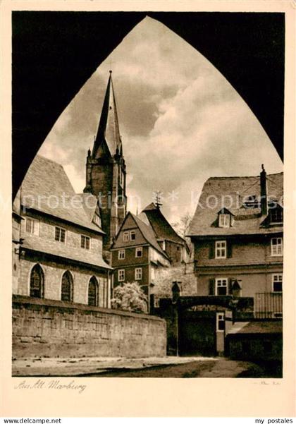 Marburg Lahn Alt Marburg Partie mit Kirche