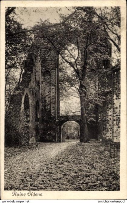 CPA Eldena Hansestadt Greifswald, Ruine unbefestigte Ruinen, überdachte Baumstrukturen