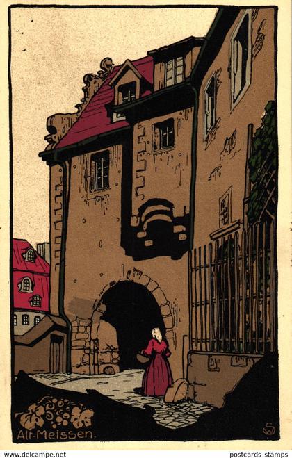 Meissen, Alt-Meissen, Steindruck AK, 1913