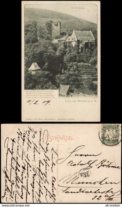 Ansichtskarte Miltenberg (Main) Mildenburg (Castle Building) 1909