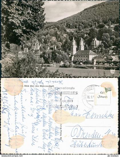 Ansichtskarte Miltenberg (Main) Panorama mit Fährschiff und Kirche 1959