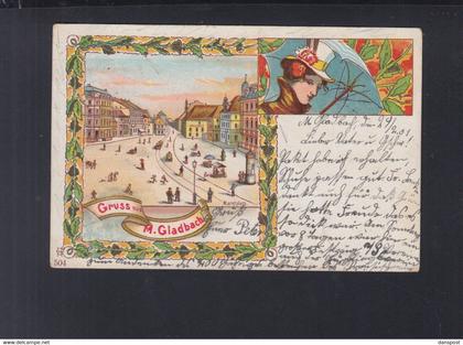 Dt. Reich Lithographie Mönchengladbach Marktplatz 1901