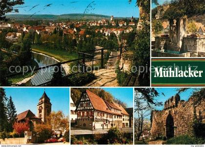 Muehlacker Panorama Brunnen Kirche Stadtmauer