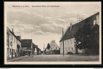 AK Mühlberg a. d. Elbe, Neustädter Markt mit Haynstrasse