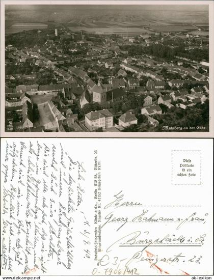 Ansichtskarte Mühlberg/Elbe Miłota Luftbild Fliegeraufnahme 1940